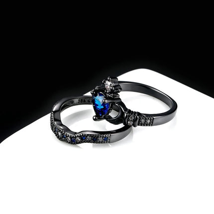 Charm Couple Ring Men's Stainless Steel Celtic Dragon Ring Blue Zircon Women's Ring Sets Valentine's Day Wedding Band Jewelry