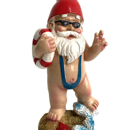 Summer Gnome In Swimsuit By The Beach Lawn Gnome Figurine Novelty Home Garden Statue Decor Yard Outdoor IndoorOrnament Promotion