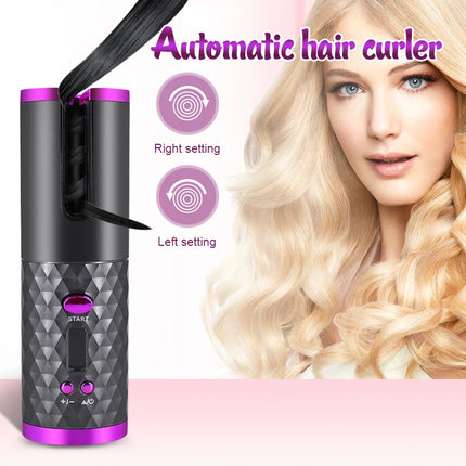 Automatic Hair Culers 3 Color Option USB Charging Portable Wireless Rotate Hair Curler Auto Hair Curling Iron Anti Scalding