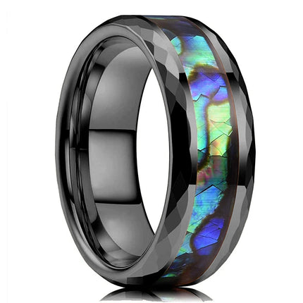 Fashion Silver Color Men's Stainless Steel Rings Koa Wood Deer Antler Inlay Dome Engagement Rings For Men Women Wedding Jewelry