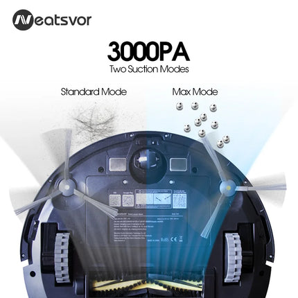 NEATSVOR X500 Robot Vacuum Cleaner 3000PA Powerful Suction 3-in-1 Pet Hair Household Dry and Wet Mopping Automatic Charging