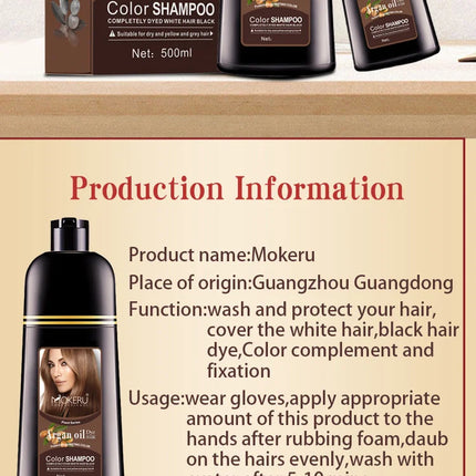 Mokeru Argan Oil Natural Long Lasting Black Brown Permanent Hair Dye Shampoo For Gray Hair Caramel Coffee Magic Fast Color Dye