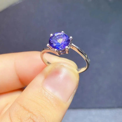 Natural Tanzanite Color Topaz Rings for Women, 7*7mm, 925 Sterling Silver Fine Jewellery, Gemstone Birthstone Gift, YF145