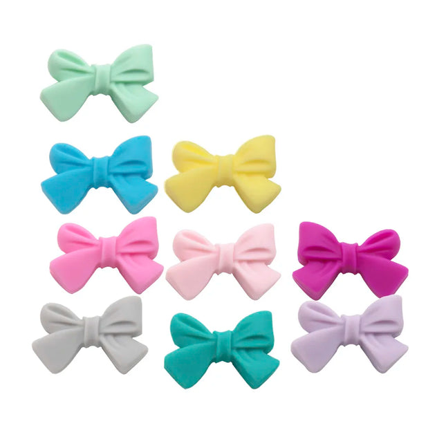 10pcs Bowknot Silicon Beads BPA Free Bow Tie Baby Teething Bead For DIY Jewelry Making Chewable Baby Teething Gift