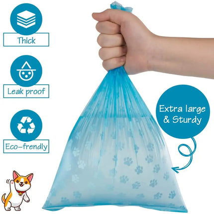 Pet Poop Bags Disposable Dog Waste Bags, Bulk Poop Bags with Leash Clip and Bone Bag Dispenser 5Roll(75Pcs) Bags with Paw Prints