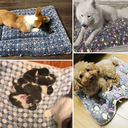 Dogs Cats Blanket Bed Mat Soft Coral Fleece Winter Thicken Warm Sleeping Dog Beds for Small Pet Medium Supply Dropshipping