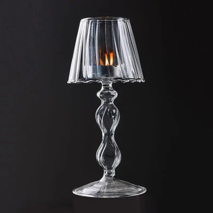 Creative Glass Candlesticks Table Lamp Shape Candle Holders For Home Wedding Room Decoration Party Glass Candlestick Pillar