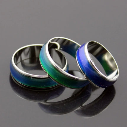 Temperature Changing Color Ring Magic Emotion Feeling Stainless Steel Glazed Seven-Color Rings for Women Men Jewelry Ring Gifts