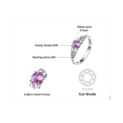 JewelryPalace Celtic Knot Created Pink Sapphire 925 Sterling Silver Ring for Women Promise Engagement Ring Fine Jewelry Gift