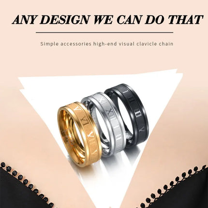 Vintage Roman Numberss Ring Temperament Fashion 6mm Width Stainless Steel Couple Ring For Men Woman Party Jewelry Birthday Gifts