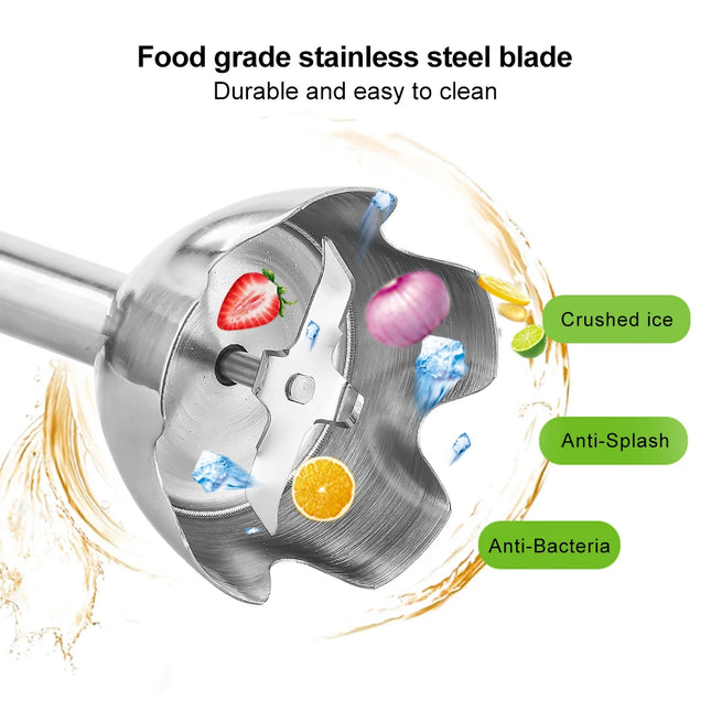 BioloMix 4 in 1 High Power 1200W Immersion Hand Stick Blender Mixer Includes Chopper and Smoothie Cup Stainless Steel Ice Blades