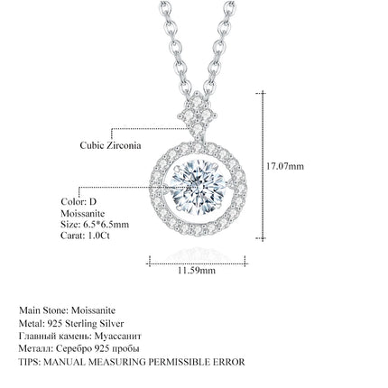 GEM'S BALLET Moissanite Pendant Necklace 925 Sterling Silver Jewelry for Women Diamond with Twinkle Setting