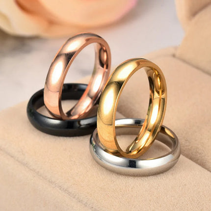 New Classic 4mm Minimalist Round Stainless Steel Ring Women Men Simple Solid Color Wedding Rings Party Daily Couple Jewelry Gift