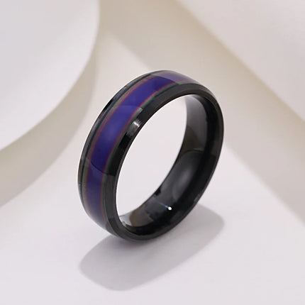 6mm Unisex Changing Color Rings for Women Stainless Steel Mood Feeling Tracker Ring for Men Novelty Jewelry for Gift Party WC039