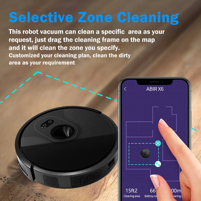 X6 Robot Vacuum Cleaner, Visual Navigation,APP Virtual Barrier,6000PA Suction,Smart Home Mop,Floor Carpet Washing Appliance