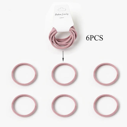 6 PCS Solid Color Basic Elastic Hair Bands For Girls  Tie Gum Scrunchie Ring Rubber Bands 2020 Hair Accessories Set