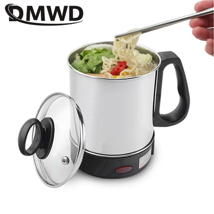 DMWD MultiCooker Electric Skillet portable stainless steel heating cup Noodles milk soup porridge Cooking Pot mini coffee boiler