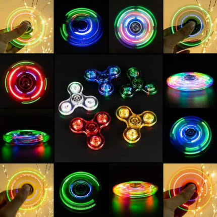 Plastic Material Fingertip Gyro Crystal Energy-saving LED Luminous Transparent Flash Decompression Children's Toy Gift For Kids