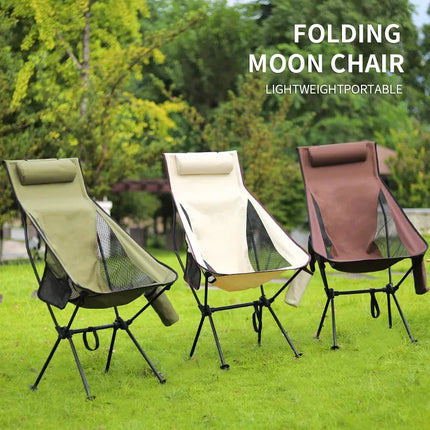 Moon Chair Lounge Chair Outdoor Camping Leisure Picnic Folding Chair Cup Bag with Cushion Available in Three Colors