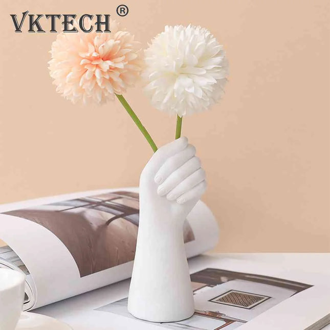 Nordic Creative Vase Home Decor Gesture Flowers Vase Flower Arrangement Dried Flower Art Home Living Room Decor Decorative Vases