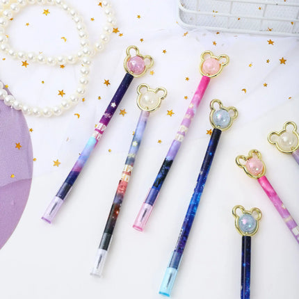 20Pcs/Lot Kawaii Crystal Bear Gel Pen Cute Cartoon Starry Sky Neutral Pens School Stationery Student Writing Office Supplies