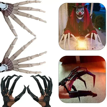 Halloween Articulated Finger Gloves Flexible Funny Flexible Toy Costume Party Ghost Claw Hand Model Halloween Party Decor Gift