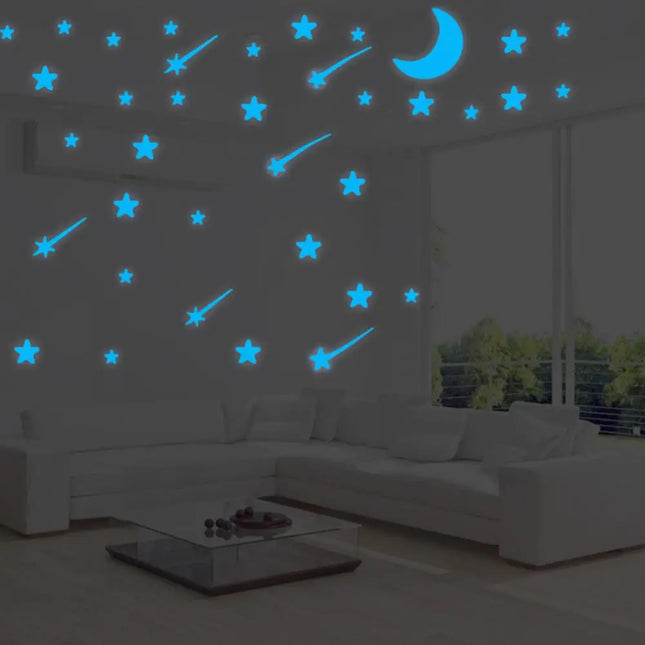 Luminous Star And Moon Wall Stickers Home Decorations Fluorescent Meteor Glow In The Dark For Living Room Wall Decoration