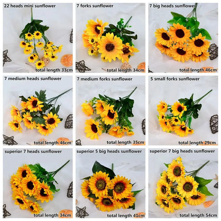 5/7/22 Heads Elegant Artificial Sunflower Silk Flowers Home Wedding Party Decor Artificial Flower Bouquet Decoration Flowers