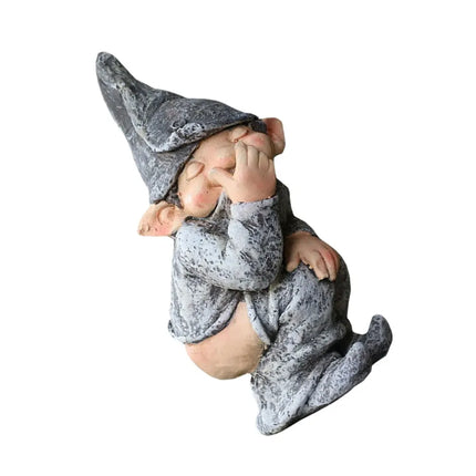 Cute Garden Sculpture Ornament Resin Dwarf Sculpture Comical Creative Characters Statue 3D Figure Crafts for Balcony Yard Decor