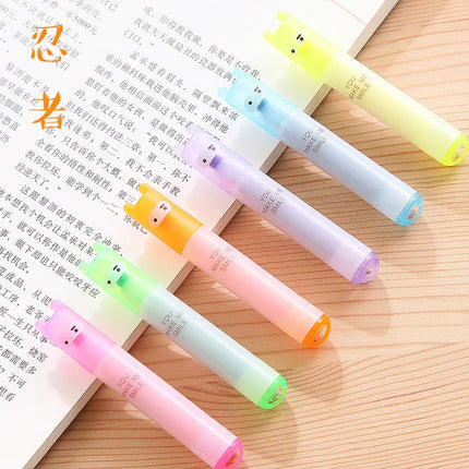 6PCS/Set Rabbit Mini Fluorescent Highlighter Pen Kawaii Chalk Marker Pens  Stationery Material Escolar Papelaria  School Supplie