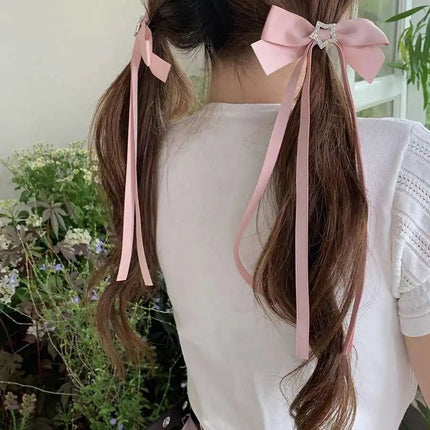 1/2Pcs Star Bowknot Hair Clips For Girls Kawii Barrettes Cute Hair Accessoires Kids Colored Ribbon Woman Hairpins Hairgrip Hot