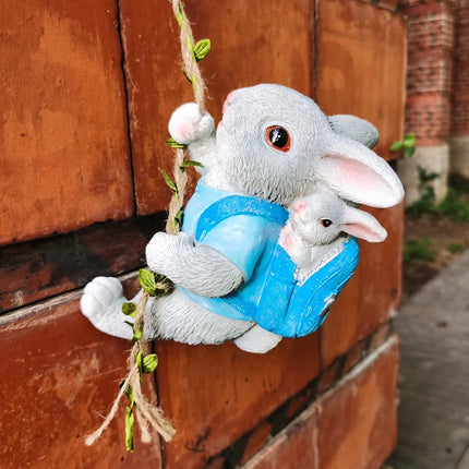 Outdoor Courtyard Cute Bunny Wall Hanging Balcony Landscaping Decorative Statues Flower Garden Pot Hanging Climbing Tree Pendant