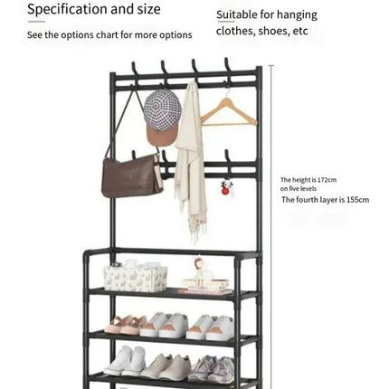 Clothes Hat Hangers Shoe Rack Multi-ayer Shoe Rack Simple Floor Shoes and Hat Racks Load-bearing Living Room Organizer Shelf