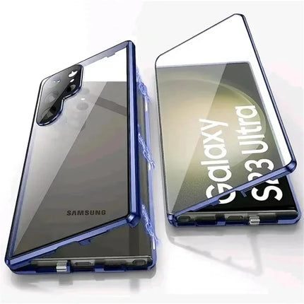 360° Full Protection Magnetic Snap Lock Double Sided Glass Lens Protect Phone Case For Samsung S24 S23 S22 S21 S20 Ultra Plus