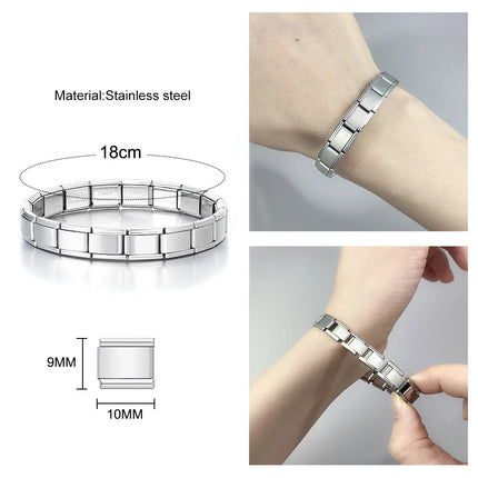 CONCEPT 2024 Hot Sales Me Fashion New Italian Charm Bracelet Stainless Steel One Article 18 Modules 9mm Bracelet  Jewelry BT001