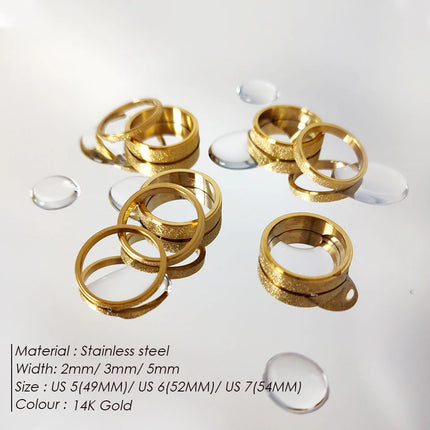 eManco High Quality Simple Scrub Stainless Steel Women 's Rings 2/3/5MM Width Gold Color For Girl Jewelry