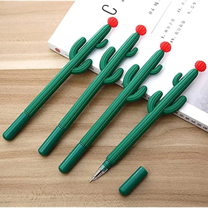 24 Pcs Wholesale Creative Cactus Black Gel Ink Pens Five Novel Stylesncute Fun Writing Pens School Office Student Supplies