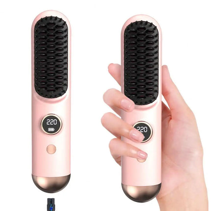 Hair Straightener Brush LCD Display 9 Temp Adjustable Fast Heating Negative Ions Hot Brush Electric Curly Hair Styling Comb