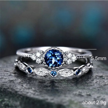 Luxury Green Blue Stone Crystal Rings for Women Sliver Color Zirconia Wedding Engagement Ring