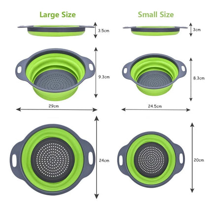 2PCS Silicone Folding Drainer Basket Fruit Vegetable Foldable Colander Kitchen Strainer for Food Pasta Kitchenware Drain Device