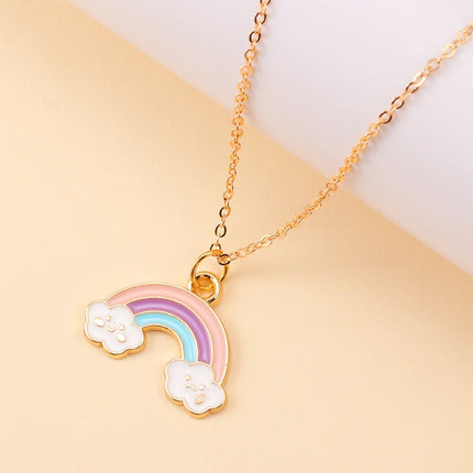 Lovely Enamel Cartoon Rainbow Unicorn Pendant Necklace For Women Girls Best Choker Necklace Birthday Party Jewelry Gifts To Kids