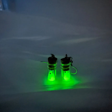 Ghost in Bottle Earrings Glow in the Dark Ghost Dangle Earrings Luminous Halloween Jewelry for Women and Girl