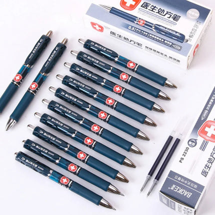 4pcs 0.5mm Doctor Gel Prescription Pen Refill Large Capacity Blue Black Ink Pen Writing Stationery Office School Supplies