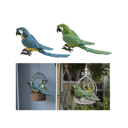 Artificial Parrot Model Bird Ornaments Cute Crafts Fake Parrot Decor Model for Garden Home Backyard Porch Indoor Outdoor