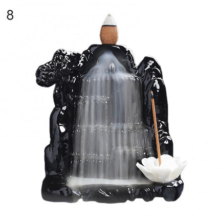 Ceramic Incense Burner Waterfall Backflow Smoke Censer Creative Incense Ornament Burner Home Decorative Crafts for Living Room