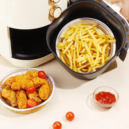 7'' Oil-proof Aluminum Foil Tin Box Air Fryer Disposable Paper Non-stick Steaming Basket Kitchen Baking Tool BBQ Drip Pan Tray