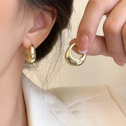 Vintage Gold Hoop Earrings with Zircon Stone Accents - Stylish Women's Jewelry