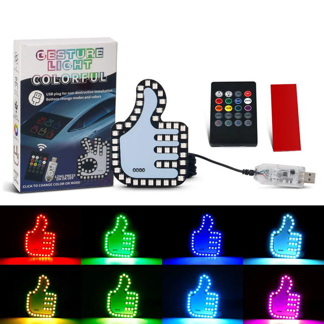 New LED Illuminated Gesture Light Car Finger Light With Remote Road Rage Signs Middle Finger Gesture Light Hand Lamp Three Model