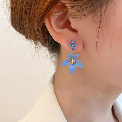 Fresh Four-petal Floral Stud Earrings in 3 Fashionable Colors