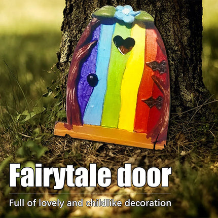 6 PCS Wood Miniature Fairy Gnome Window Door Elf Home Creative Yard Art Sculpture for Yard Art Tree Sculpture Fairy Garden Decor